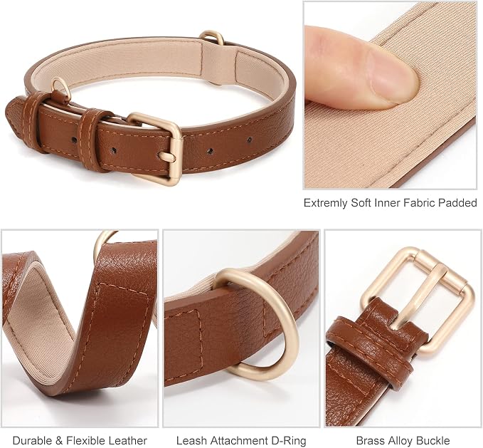 WHIPPY Leather Dog Collar for Small Medium Dog Adjustable Soft Breathable - Image 5