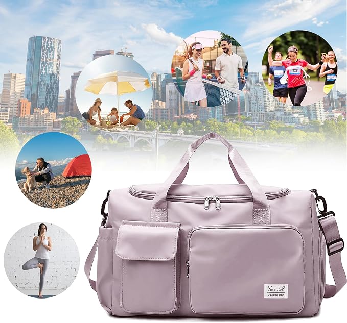 Suruid Travel Duffel Bag with Shoes Compartment Sports Gym Bag with Dry Wet - Image 6