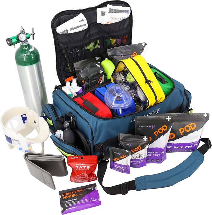 Lightning X Fully Stocked X-Tuff Modular Oxygen Trauma Bag w/Removable by LightningXProducts