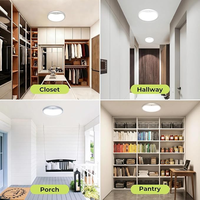 hepside Motion Sensor Ceiling Light Wired, 3000K/4000K/6500K LED Flush Mount - Image 6