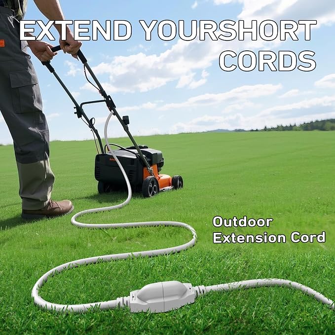 LUCKY TL Indoor Outdoor Extension Cord, 16/3 Gauge White Long Extension Cord - Image 7