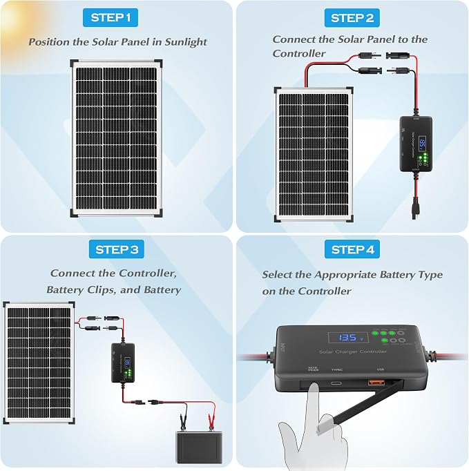 Voltset Solar Panel Charger Kit: 100W 12V Solar Panel - Image 4