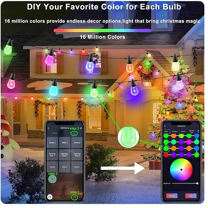 Outdoor String Lights 49ft, Outdoor Lights - Image 2