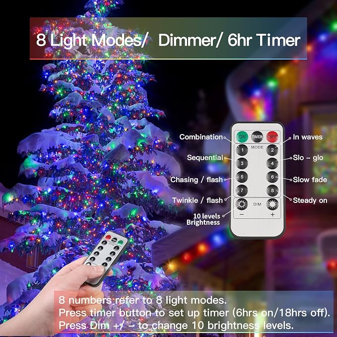 suddus 33ft 100 LED Outdoor String Lights, Led Twinkle Lights - Image 3