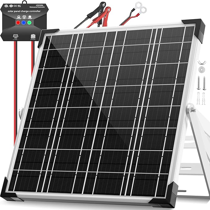 Voltset 12V Solar Battery Charger - 20W Waterproof Solar Panel Kit - Trickle by Voltset
