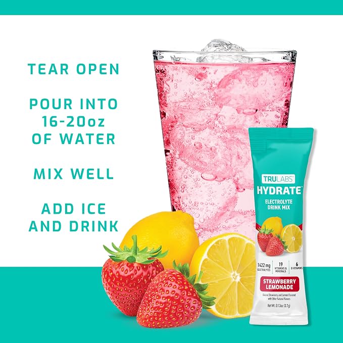 TRULABS Hydrate Electrolyte Drink Mix – Strawberry Lemon Flavor, Sugar-Free - Image 4