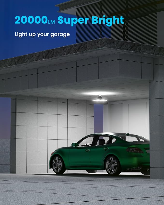 Motion Sensor Garage Light 200W 20000LM, Deformable LED Sensing Shop Lighting - Image 5