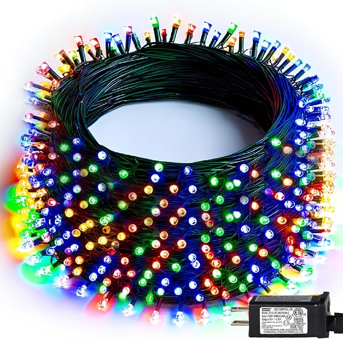 Dazzle Bright Christmas String Lights, 600 LED 196 FT Waterproof Green Wire by DazzleBright