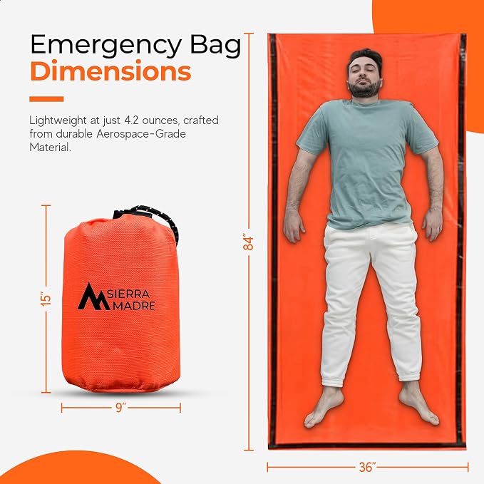Sierra Madre Emergency Sleeping Bag – Ultralight, Waterproof Mylar Thermal Bivy - Image 5