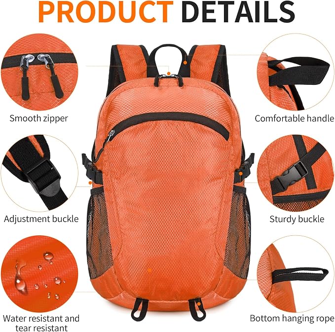 Small Hiking Backpack 15L Travel Lightweight Hiking Packable Daypack - Image 6