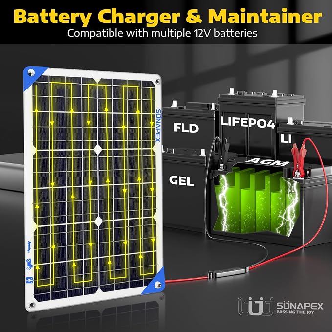 SUNAPEX 12V 30 Watt Solar Trickle Charger Maintainer - Image 5