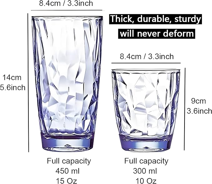10 Oz Unbreakable Tritan Drinking Glasses Shatterproof Acrylic Glasses - Image 3