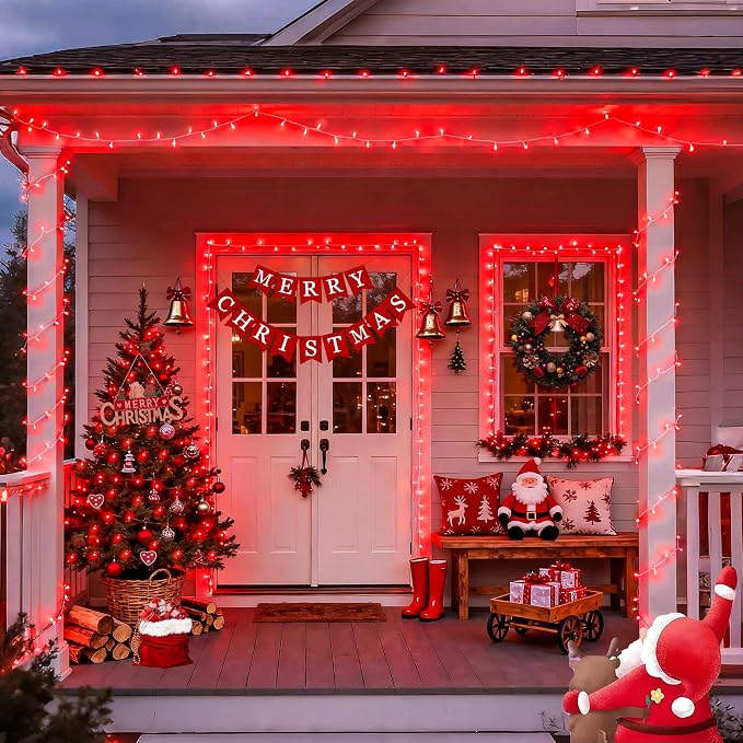 JMEXSUSS 33ft 100 LED Red Battery Operated Lights - Image 5
