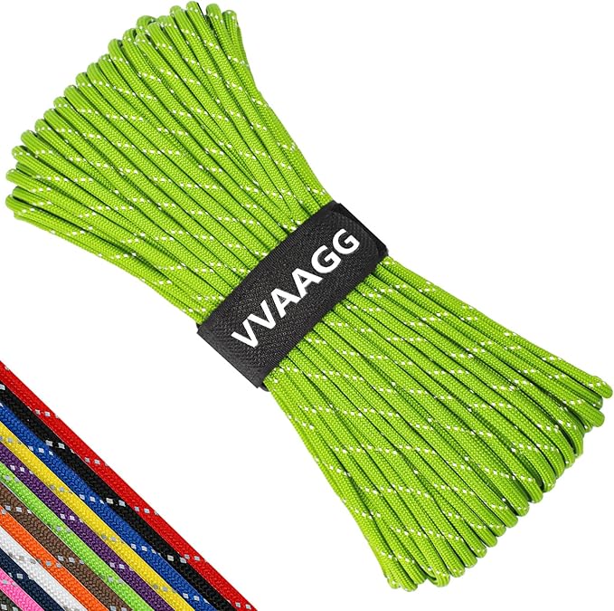 VVAAGG Reflective Paracord Rope 100FT, 7 Strand Nylon para Cord Lanyard Utility by ParacordSpecialist