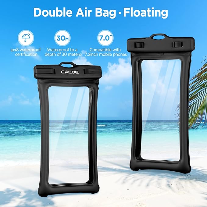 CACOE Floating Universal Waterproof Phone case 2 Pack-Up to 7.0", Phone Pouch - Image 3