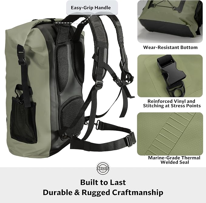 STOVER 5/10/25/30/40/55L Waterproof Dry Bag- Roll-Top Backpack w/Phone Case- - Image 4