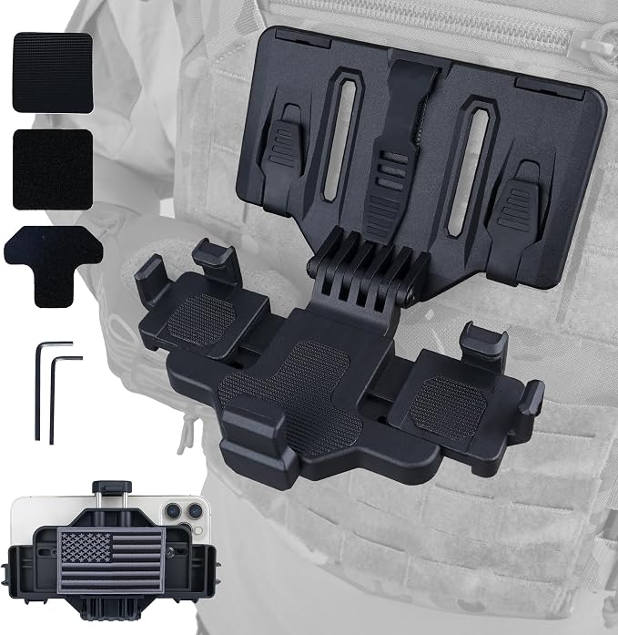 Tactical Gear Plate Carrier Vest Accessories, MOLLE Phone Chest Mount Holder by Unknown
