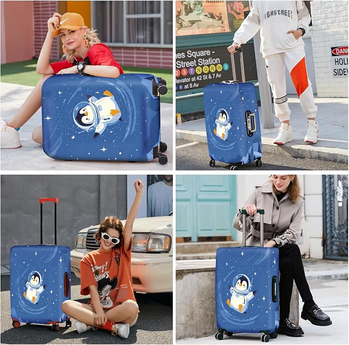 ANNA QUEEN Astronaut Penguin Luggage Cover, Cute Space Penguin Design Suitcase - Image 7