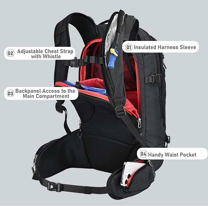 Ski and Snowboard Hydration Backpack, - Image 3