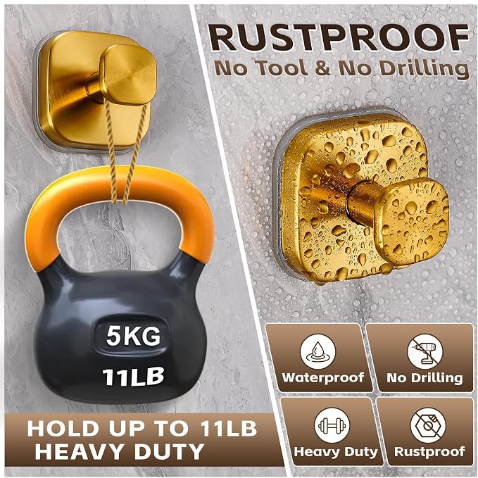 Suction Cup Hooks for Shower Heavy Duty No-Drill– Reusable Multi-Purpose Hooks - Image 2