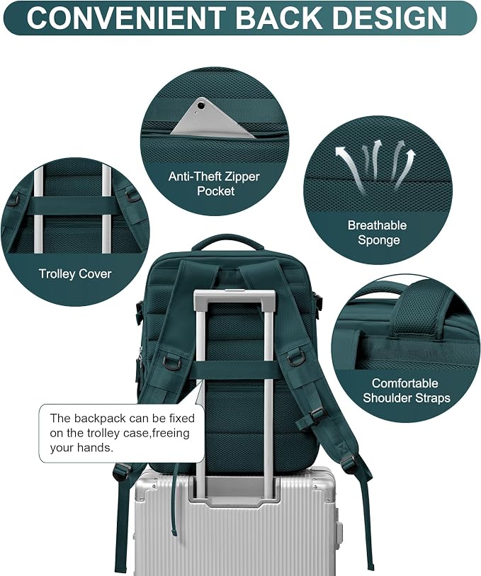 WONHOX Large Travel Backpack Carry on Flight Approved Laptop Work Business - Image 5