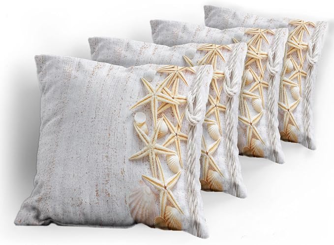 Ambesonne Seashells Throw Pillow Cushion Case Pack of 4, Starfish Marine in - Image 5
