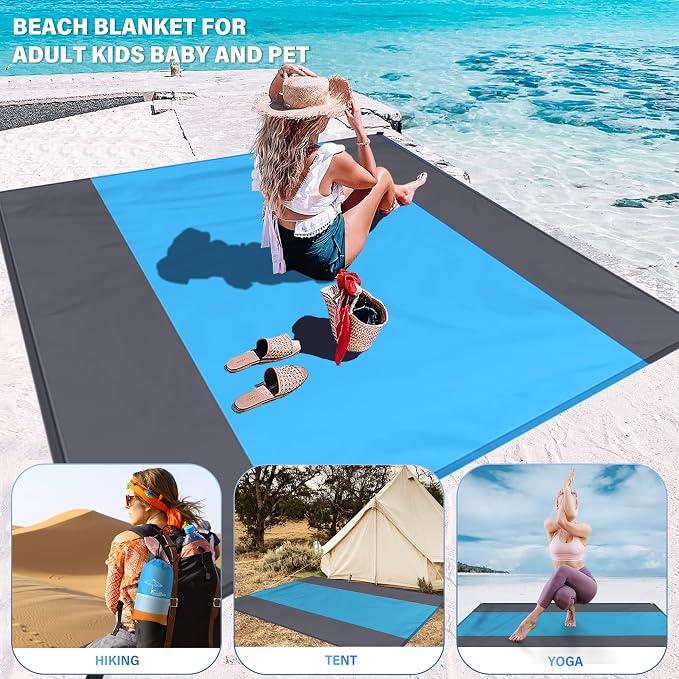 Famstar Beach Blanket Oversized Extra Large 10'X 9', Waterproof Sandproof Beach - Image 4