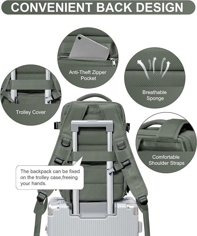 WONHOX Large Travel Backpack Carry on Flight Approved Laptop Work Business - Image 5