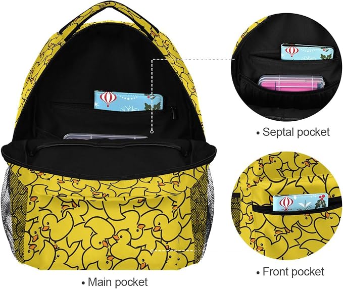 Wamika Kids Backpack Cute Yellow Duck School Backpacks Boys Girls Preschool - Image 3