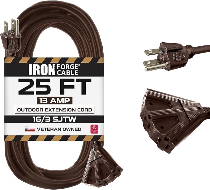 Iron Forge Cable 25ft Brown Outdoor Extension Cord by IronForgeCable