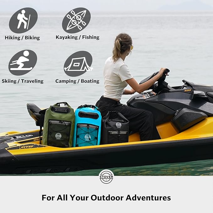STOVER 5/10/25/30/40/55L Waterproof Dry Bag- Roll-Top Backpack w/Phone Case- - Image 6