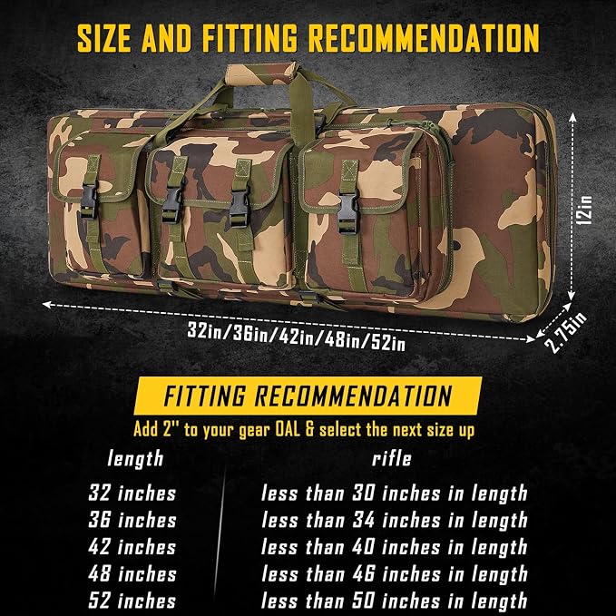 DULCE DOM 32/36/42/48/52 inch Double Rifle Case Soft Gun Bag - Image 6