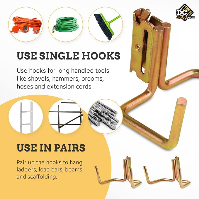 DC Cargo Mall Dual Arm Tool Hook Hanger E Track Accessories 3" Deep - Image 9