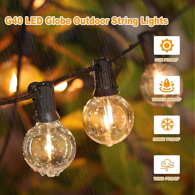 Bosceos 100FT 104 Bulbs G40 LED Globe String Lights, Dimmable Waterproof - Image 4