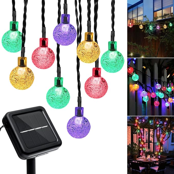 Outdoor Solar String Lights, 46FT 66LED 8Modes Crystal Color Solar Powered by Unknown