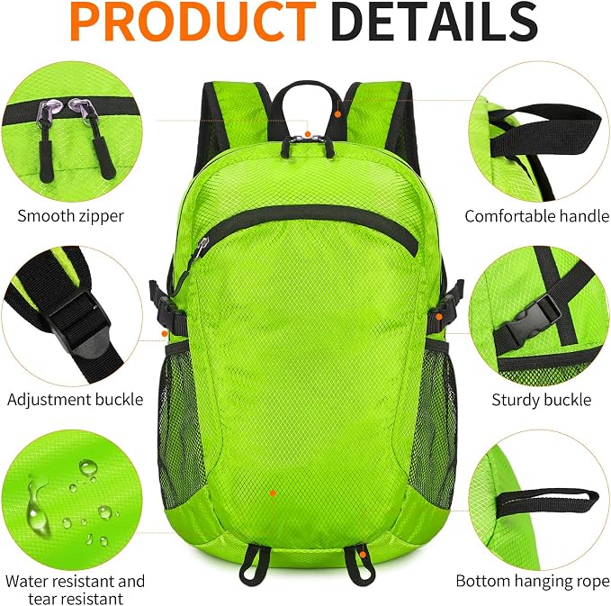 Small Hiking Daypack, 15L Water-Resistant Hiking Backpack Packable Lightweight - Image 3