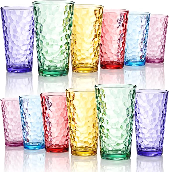 Bravario Hammered Plastic Drinking Tumbler, Dishwasher-Safe Premium Quality by Bravario