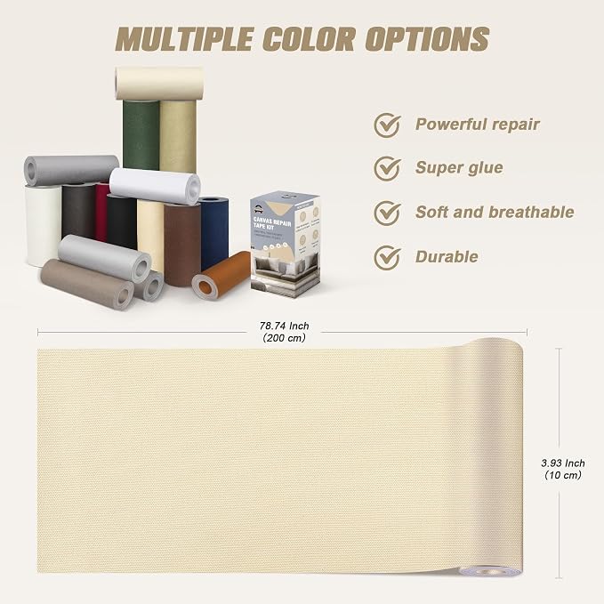 OAZ 4 x 79 inch Canvas Repair Patches Fabric Patch Self-Adhesive Canvas Repair - Image 3