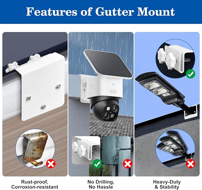 Gutter Mount Bracket for Eufy Security SoloCam S340/E30/E42 and 4G LTE Cam S33 - Image 4