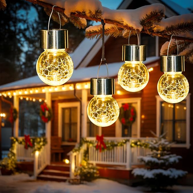 GIGALUMI Solar Lights Outdoor Waterproof, 8 Pack Solar Hanging Lights Garden - Image 2