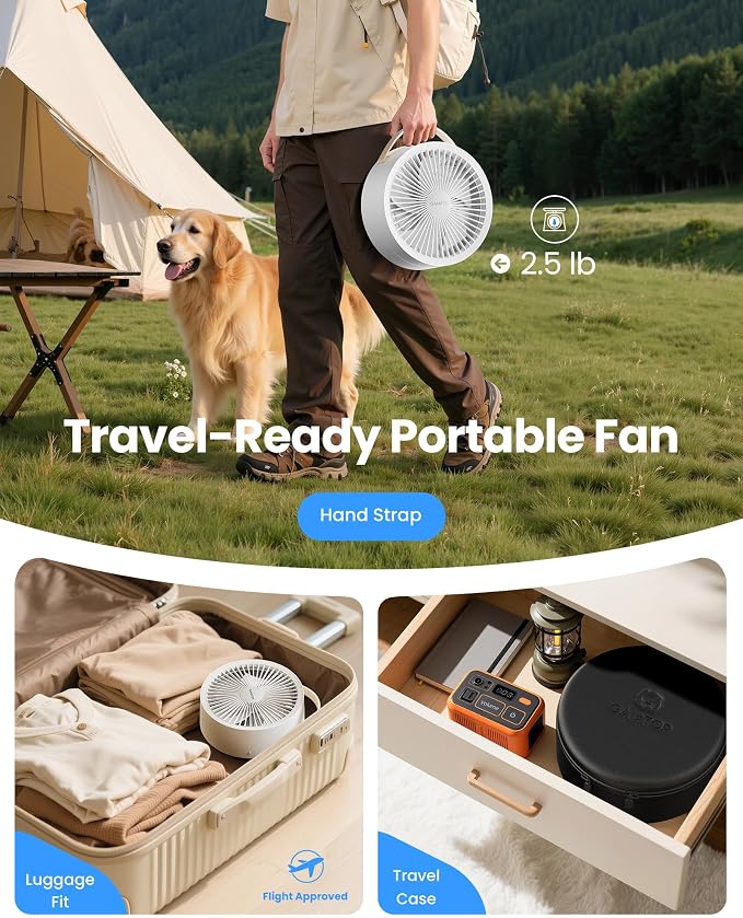Gaiatop Portable Pedestal Fan 16000mAh Battery, Foldable Oscillating Standing - Image 6