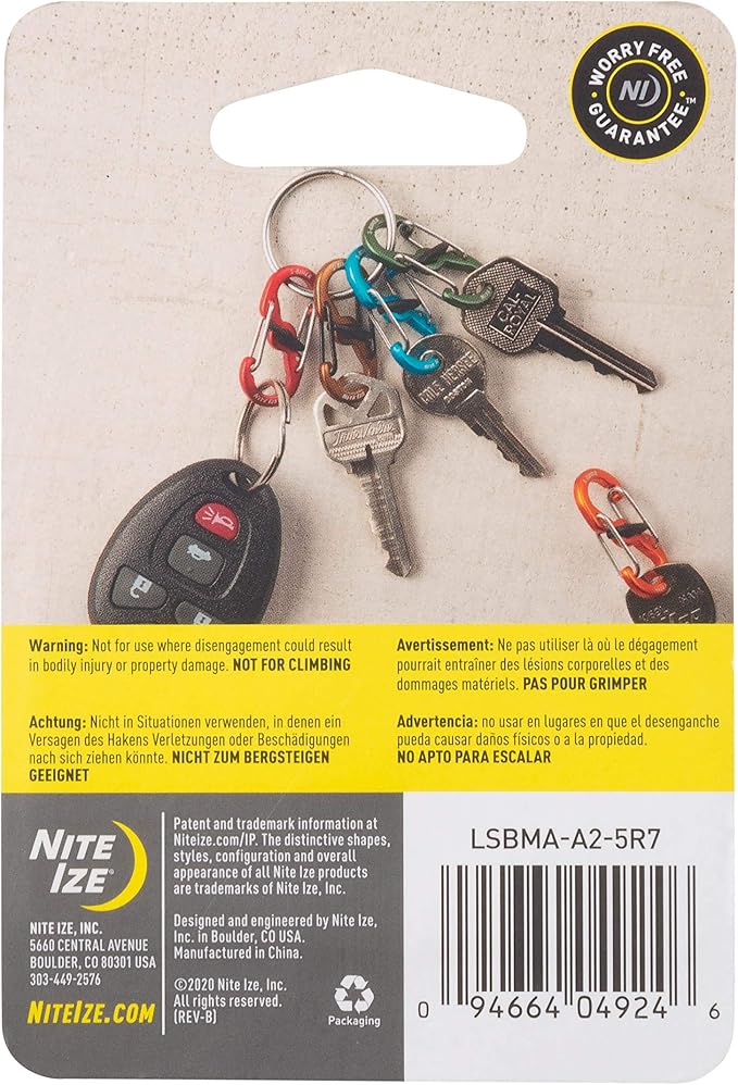 Nite Ize S-Biner MicroLock Aluminum, Locking Keychain Carabiner, 5 Pack - Image 8