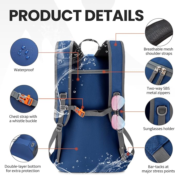 Venture Pal 40L Lightweight Packable Travel Hiking Backpack Daypack - Image 4