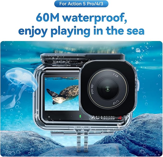 TELESIN Waterproof Case for DJI Action 5 Pro Action 4/3 Camera, - Image 3