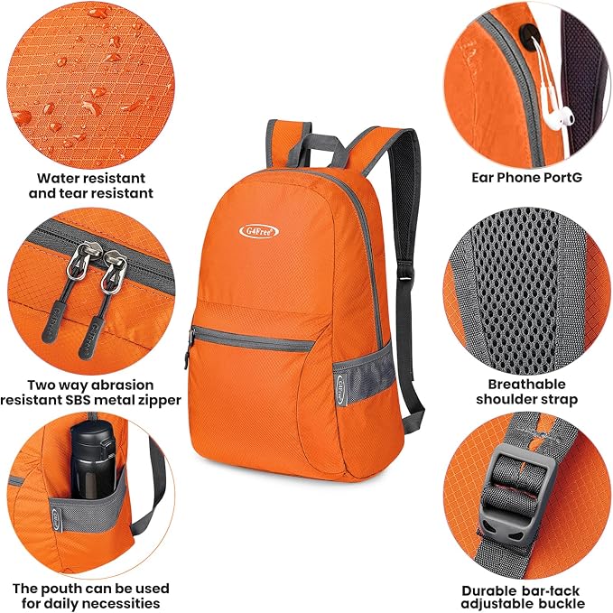 G4Free 20L Lightweight Packable Backpack Travel Hiking Daypack Foldable Backpack - Image 3