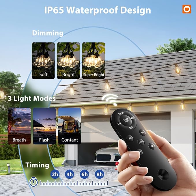 addlon 198FT Solar String Lights Outdoor Waterproof 6W Panel - Image 2