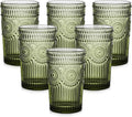 ZMOWIPDL Vintage Glassware Drinking Glasses Set of 6, 13 oz Green Textured by ZMOWIPDL