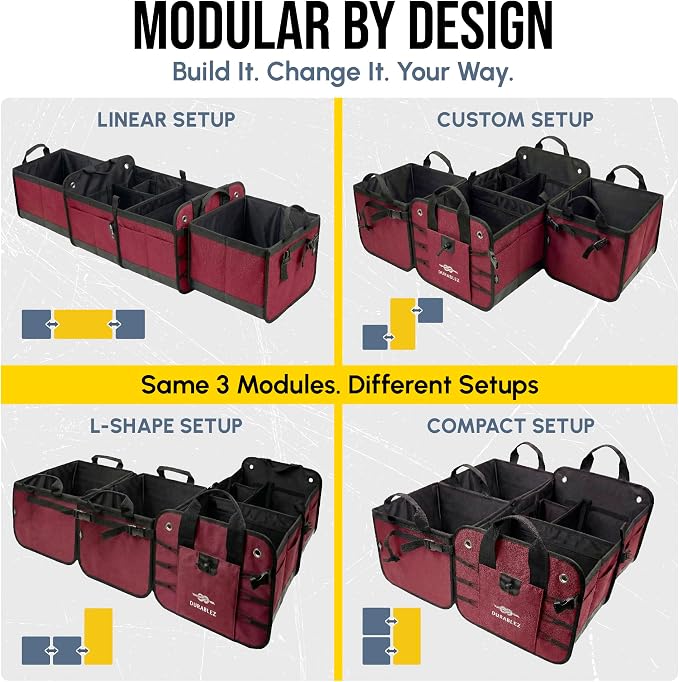 5-Section Trunk Organizer for SUV, Van – Modular Extra Large Cargo Storage Bin - Image 3