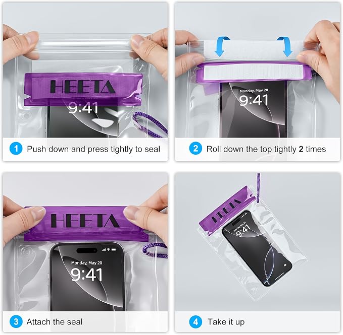 HEETA 5-Pack Clear Waterproof Dry Bag Pouch, Water Tight Cases Dry Bags - Image 8