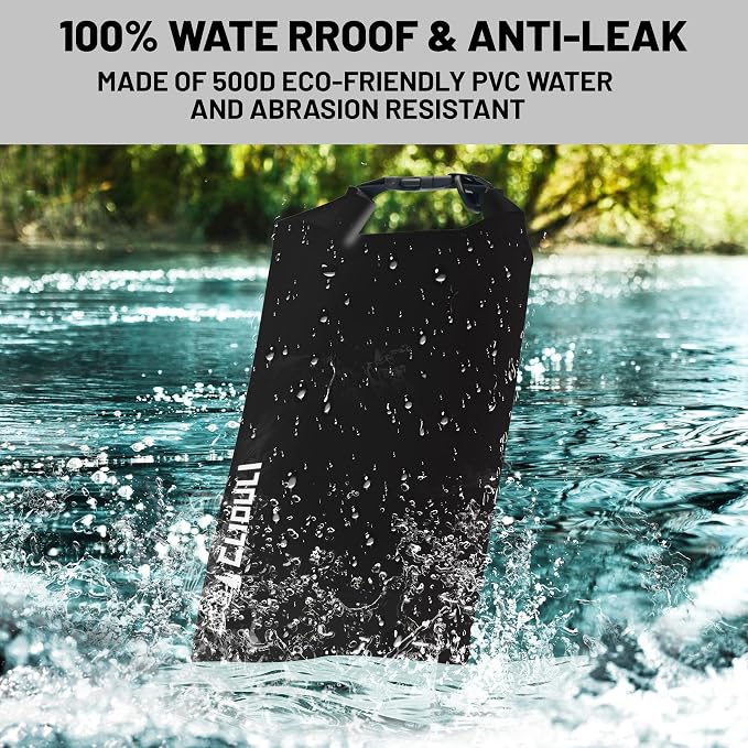 Waterproof Dry Bag, Roll Top Black Small Waterproof Backpack - Image 2